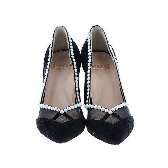 E\'MAR Italy Ari Comfortable Block Heel Pump Crystal Pearl 36